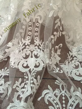 Nigérijský Čistý Čipky Tkaniny Vysokej Kvality Vyšívaný Tyl Oka Textílie, Čipky v bielom Pre Svadbu 10858