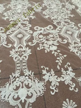 Nigérijský Čistý Čipky Tkaniny Vysokej Kvality Vyšívaný Tyl Oka Textílie, Čipky v bielom Pre Svadbu