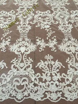 Nigérijský Čistý Čipky Tkaniny Vysokej Kvality Vyšívaný Tyl Oka Textílie, Čipky v bielom Pre Svadbu