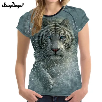 NoisyDesigns Lete Harajuku Ženy T-shirt 3D Tiger, Vlk Zvierat Tee Tričko Pre Ženu, T Košele Žena Krátke Rukávy Dámy Čaj Top