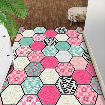 Nordic iny hexagon geometrie Vstupná hala koberec, PVC drôtu slučku mat INY Dvere mat Obývacia izba rohože kúpeľňa non-slip koberec