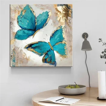 Nordic Minimalistický Blue Butterfly Zvierat Plátno Na Maľovanie Plagátu Tlač Nordic Škandinávskych Umenie Škôlky Stenu Obrázok Izba Art Decor