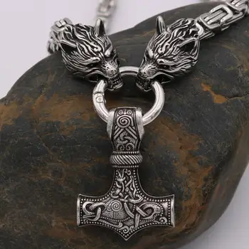 Nostalgia Z Nehrdzavejúcej Ocele Vlk Reťazca Thor Kladivo Odin Symboly Vlčí Amulet Dragon Cross Prívesok Archanjela Kúzlo Viking Náhrdelník 6836
