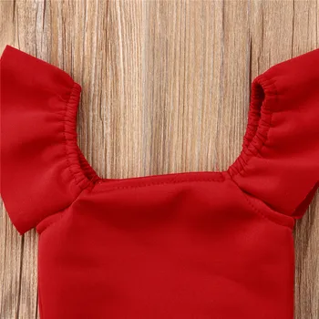 Novonarodené Deti, Baby, Dievčatá Oblečenie Nastaviť Červená Plodín Mimo Ramenný Topy Luk Sukne Detí Dievča Oblečenie Letné Oblečenie Oblečenie 2ks 3269