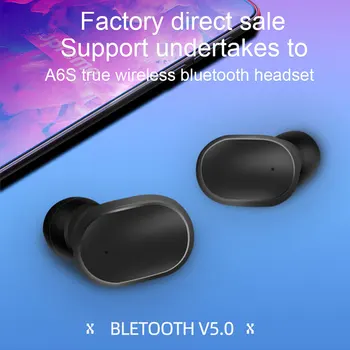 Nové A6S Bluetooth 5.0 Headset Stereo Športové Bezdrôtové Slúchadlá In-ear Binaural TWS nabíjanie box Hands-free Potlačením Hluku 62296