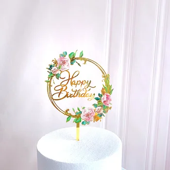 Nové Akrylové Farby Kvet Dievča Happy Birthday Cake Vňaťou Výročie Svadby Šťastný Deň matiek Cake Mulčovače, Dekorácie Dodávky