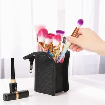 Nové Make-Up Štetec Skladovanie Taška Vertikálne Obočie Ceruzka Kozmetické Wash Bag Transparentné Nepremokavé Strane Kozmetické Skladovanie Taška