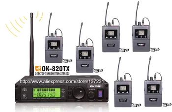 Nové okmic 1 vysielač ok-820TX s 6 prijímače ok-5200R Stereo Bezdrôtové Prijímače V Uchu Monitor Systém Stereo Slúchadlá 64475