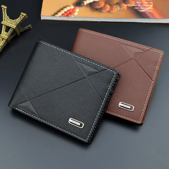Nové pánske peňaženky oddiel tri-fold bežné obchodné peňaženky prierez peňaženky plastický mäkké kožené študent mládež peňaženky