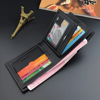 Nové pánske peňaženky oddiel tri-fold bežné obchodné peňaženky prierez peňaženky plastický mäkké kožené študent mládež peňaženky