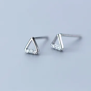 Nové Reálne 925 Sterling Silver trojuholník Nádherné Módne Jednoduché Stud Náušnice Pre Ženy Trojuholník Šperky