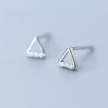 Nové Reálne 925 Sterling Silver trojuholník Nádherné Módne Jednoduché Stud Náušnice Pre Ženy Trojuholník Šperky