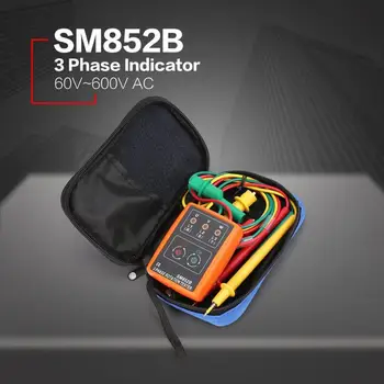 Nový 3 Sled fáz Otáčania Tester Indikátor Detektor Meter LED Bzučiak s Prenosné Puzdro TD-LED02