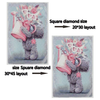 NOVÝ Diamond Výšivky Cartoon medveď DIY Diamond Maľovanie Cross Stitch Obrázok Kamienkami Plné Námestie Diamond Mozaiky MH310