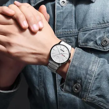 Nový DOM Hodinky Módne Mužov Top Značky Luxusné Pánske náramkové hodinky Remienok pánske Quartz Športové Hodinky relogio masculino