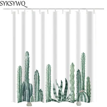 Nový príchod sprchový záves kaktus kvetinový kúpeľ opony hot predaj veľkoobchod kaktus kúpeľni sprchový záves