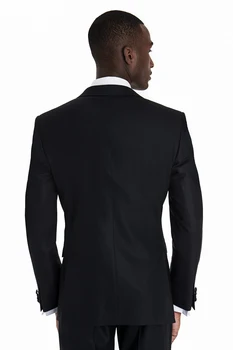 Nový príchod zákazku čierna s 2 tlačidlo vrchol satin klope pánske obleky slim fit black tuxedos pre mužov 7223