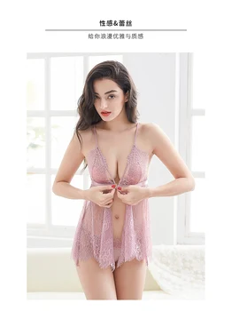 Nový Sexy spodnú Bielizeň Nightdress Čipky Pokušenie Halter Top Erotické Pohľadu Bielizeň priehľadnej Bielizni