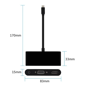 Nový USB 3.0 Typu C, USB-C na VGA Žena Adaptér Kábel typu C, HDMI, USB Pre Macbook 2017/2016/, Pre HUAWEI Mate10; Mate10 56954