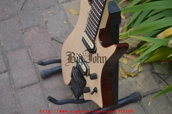 Nový ventilátor zlostil bezhlavého elektrická gitara flame maple top mahagón telo prirodzené doprava zadarmo BJ-64