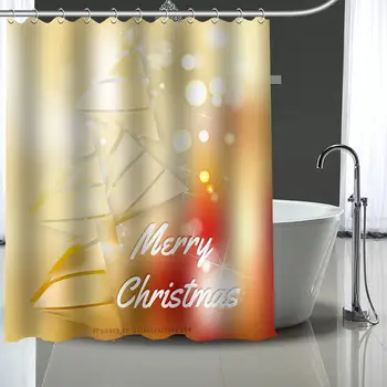Nový Vlastný vianočný strom Záclony Polyester Kúpeľňa Nepremokavé Sprchový Záves S Plastovými Háčikmi Viac Veľkosť 2468