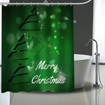Nový Vlastný vianočný strom Záclony Polyester Kúpeľňa Nepremokavé Sprchový Záves S Plastovými Háčikmi Viac Veľkosť