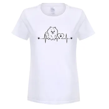 Nový Zábavný Pomeranian T Shirt Ženy Krátky Rukáv O-Krku Bavlna Bežné Roztomilý Tep Psa T-shirt Dievčatá Žena Tričko OZ-029