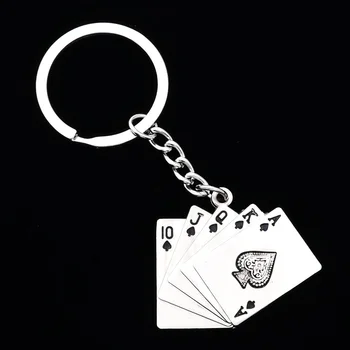 Nový Štýl Poker Keychain Mužov Mužskej Osobnosti Kovové Kľúčenky Tlačidlo Krúžky Keyrings Najlepší Darček Auto Keychains 44351