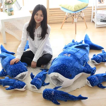Nový Štýl Žralok Modrý Plyšové Hračky Veľké Ryby Látkové bábiky Veľryba plnené plyšové zvieratá, bábiky Deti Narodeninám 2019