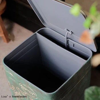 Nožný pedál kovového zinku ručne vintage smetisko box