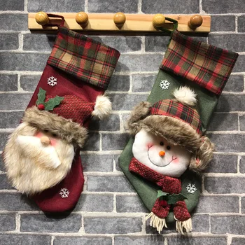 Nádherné Vianočné Pančuchy Plyšové Santa Claus Snehuliak Nový Rok Ponožky Dekorácie Santa Vrecia Vianočné Dekorácie Pre Domov