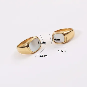 Námestie Biely shell zlato robustný vyhlásenie krúžok pre ženy nehrdzavejúcej ocele midi krúžok vintage minimalistický elegantné módne 2021