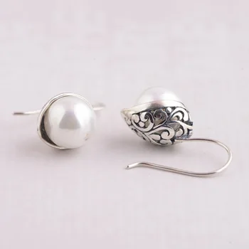 Náušnice Thai striebro Skutočné Strieborné šperky line veľkoobchod 925 silver eardrop jemné syntézu shell perlou má náušnice