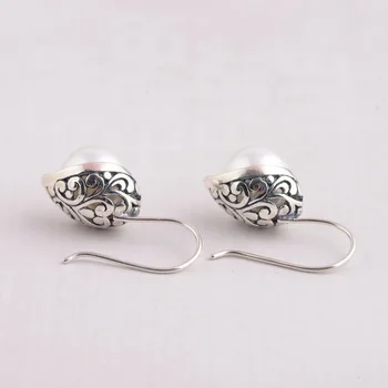 Náušnice Thai striebro Skutočné Strieborné šperky line veľkoobchod 925 silver eardrop jemné syntézu shell perlou má náušnice