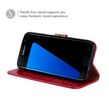 Obchodné Kožené Peňaženky Flip Puzdro Pre Samsung Galaxy S7 S6 Okraji S8 Plus S3 S4 S5 J7 J3 J5 J1 2016 A3 A5 2017 Luxusný Telefón Prípade