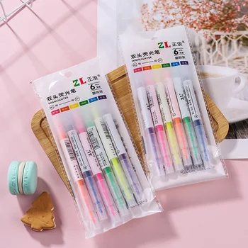 Obojstrannú zvýrazňovač nastaviť 6color marker pero, farba pero, kreatívne študent označenie pero, cukríky, zvýrazňovač Pre kreslenie Značky Umenie 146694