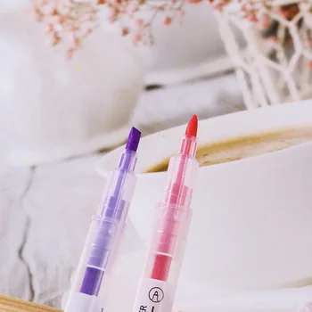 Obojstrannú zvýrazňovač nastaviť 6color marker pero, farba pero, kreatívne študent označenie pero, cukríky, zvýrazňovač Pre kreslenie Značky Umenie