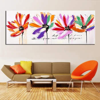 Olejomaľba Ručne Maľované Farebné Kvety Moderné Nástenné Dekoratívne Plátno Umenie Obrázok pre obývacia izba Domova Wall Art
