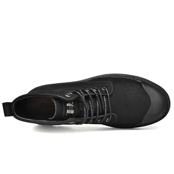 Originálne Kožené sk Originálne Kožené Topánky Bežné Britský Dizajn Non Slip Reálnom Kožené Členkové Topánky Pre Muži Móda Teplý Sneh Topánky