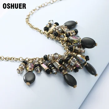 OSHUER Nové Strapec crystal náhrdelník Trend módy ženy vintage šperky vyhlásenie náhrdelníky&prívesky pre ženy darček