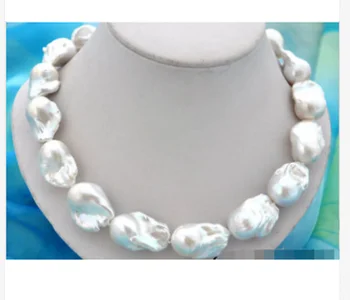 Očarujúce 18-25 mm prírodné južnej white pearl náhrdelník 18-palcové Žltá SPONA 5913