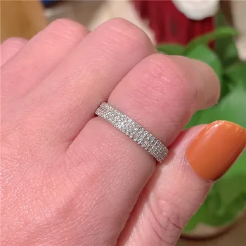 Očarujúce Promise Ring 925 sterling silver Bijou 3 riadky Pripraviť AAAAA Cz Zapojenie Svadobné kapela prstene pre ženy, Svadobné Šperky