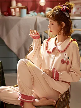 Pajama žien na jar a na jeseň čistej bavlny kórejská verzia veľké veľkosti, krásne tenké všetky bavlna študent Princezná vietor domáce oblečenie