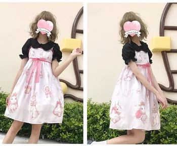 Palác sladká princezná lolita popruh šaty vintage falbala vysoký pás tlač viktoriánskej šaty kawaii dievča gothic lolita cos loli