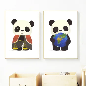 Panda Zemi Nordic Plagáty A Tlačí Na Steny Umelecké Plátno Na Maľovanie Škôlky Obrazov Na Stenu Pre Deti Detská Izba Decor