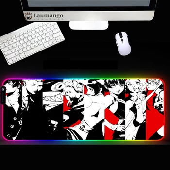 Persona 5 podložka pod Myš RGB Anime Stôl Klávesnice mat Led svietiť Mat kawaii herné príslušenstvo tapis de souris xxl gamer mousepad 12930