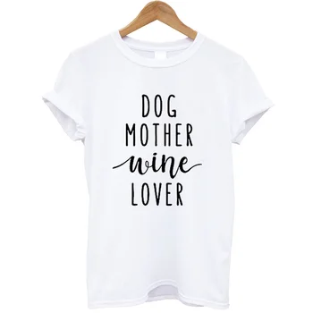 Pes žena milovníka vína tshirts Mama Mama t-shirt ženy krátky rukáv nadrozmerná o-krku zábavné letné oblečenie, ženy, Dámy bežné