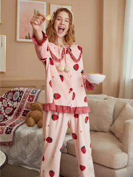 Pijamas Ženy Oblečenie Dve Peice Sady Mäkké Pohodlné Oblečenie Pre Voľný Čas Dvoch Peice Sady Ružová Modrá Roztomilý Módne Pijama Feminino Voľné 2020 62294