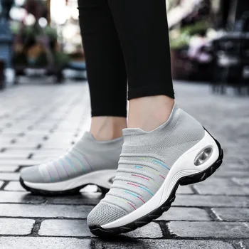 Ploché Topánky Ženy 2020 Nové Príležitostné Platformu Zapatos De Mujer Vzduchovom Vankúši Čisté Farebné Tenisky Žena Pletenie Mäkké Mokasíny