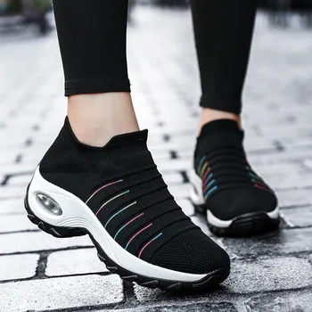 Ploché Topánky Ženy 2020 Nové Príležitostné Platformu Zapatos De Mujer Vzduchovom Vankúši Čisté Farebné Tenisky Žena Pletenie Mäkké Mokasíny